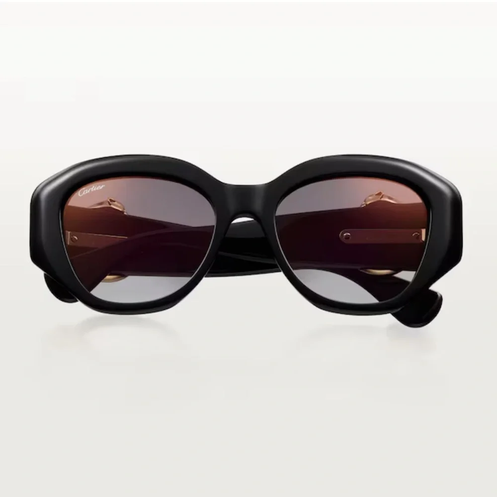 New! Cartier CT0502S 001 Panthere Chic Black Sunglasses, Authentic